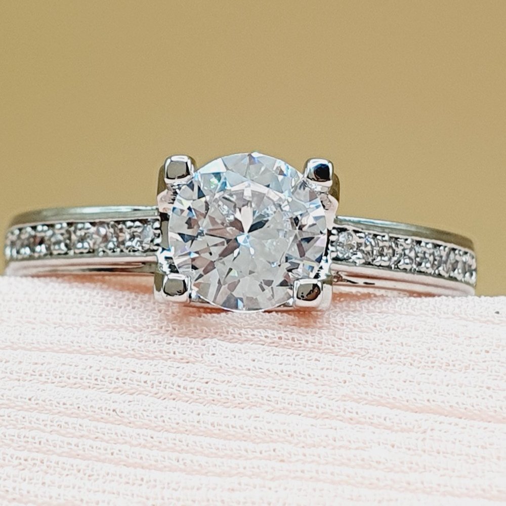 💎 Beautiful Pure Cubic Dainty Macro Pave Silver Rings for Women, INDN8410